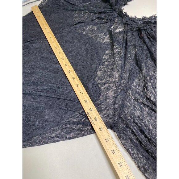 Vince Camuto Black Sheer Lace Long Sleeve Top Size Medium Ruffle Goth Whimsigoth - Picture 4 of 13